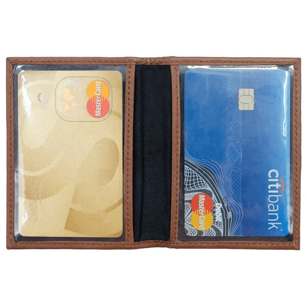 Men Genuine Leather ID window Credit Card Holder with RFID Blocking